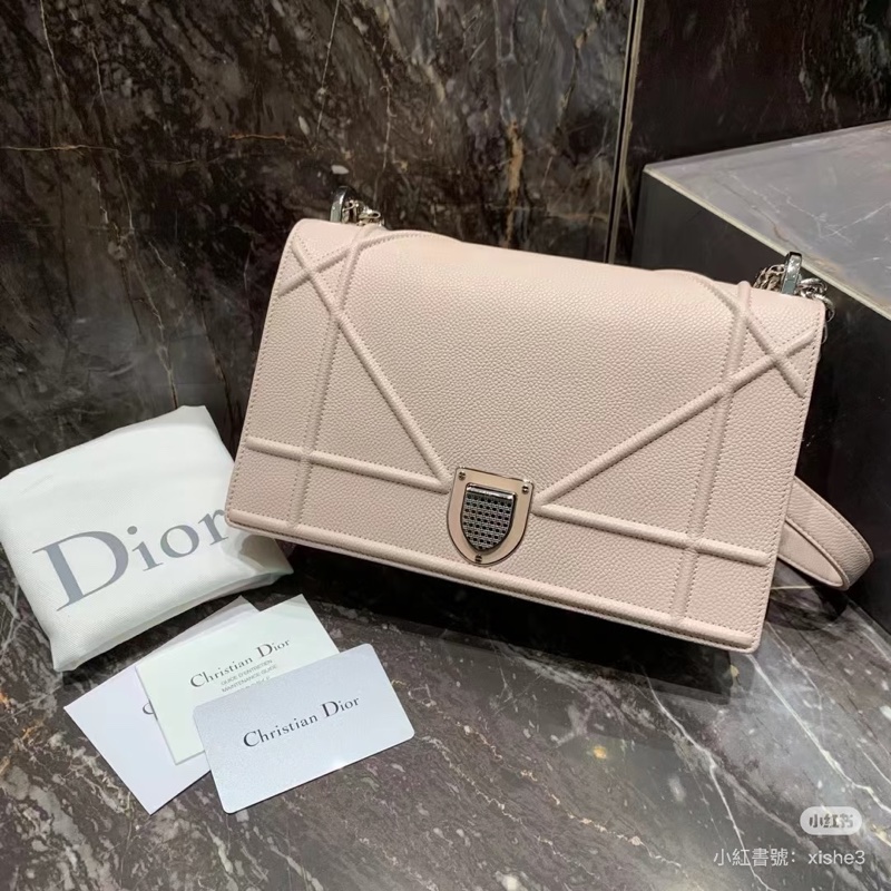 Dior • 經典櫻花粉牛皮盾牌包 中號 🈶保卡-1