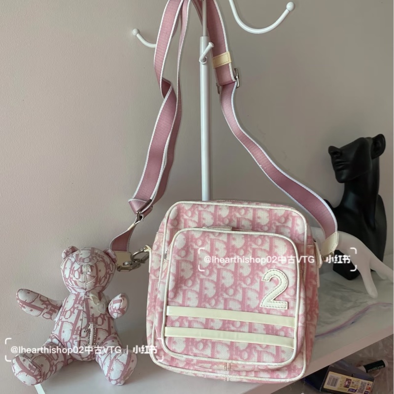 Dior • 經典粉色老花雙層相機包 🈶保卡、塵袋-1