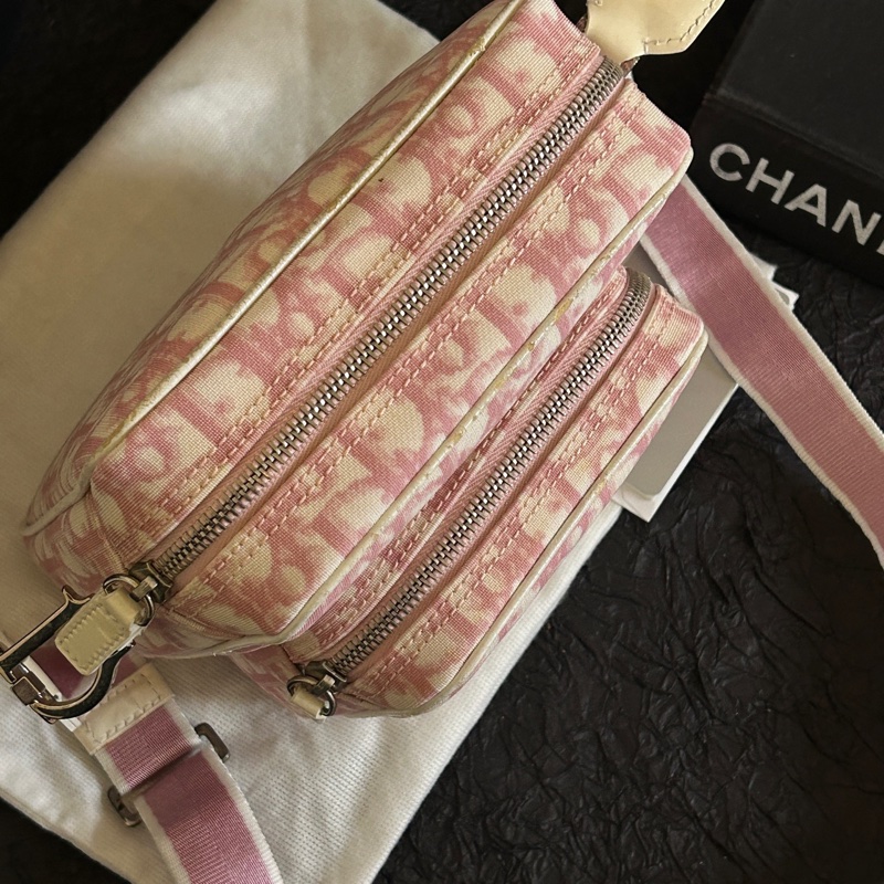 Dior • 經典粉色老花雙層相機包 🈶保卡、塵袋-4