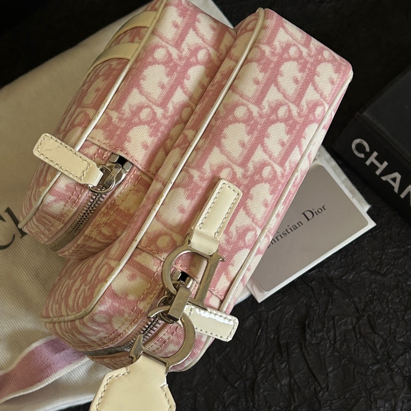 Dior • 經典粉色老花雙層相機包 🈶保卡、塵袋-5