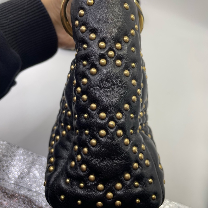 Dior • Lady Dior 經典黑金牛皮卯釘三格戴妃-8