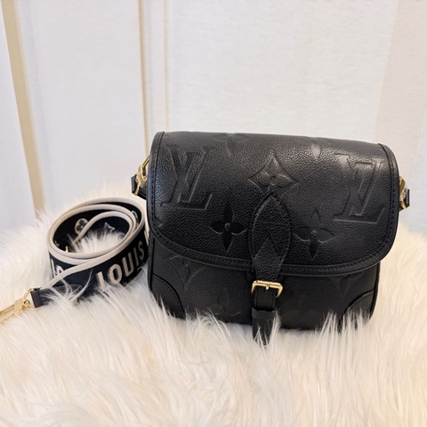 LV Diane 黑牛皮 皮革肩背帶 +斜背帶