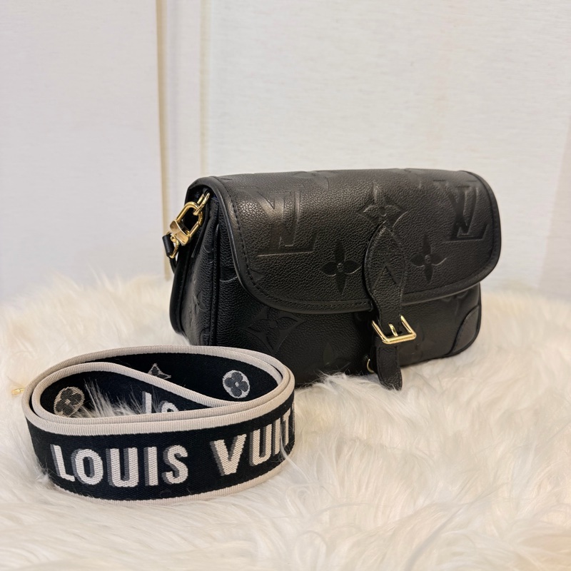 LV Diane 黑牛皮 皮革肩背帶 +斜背帶-1