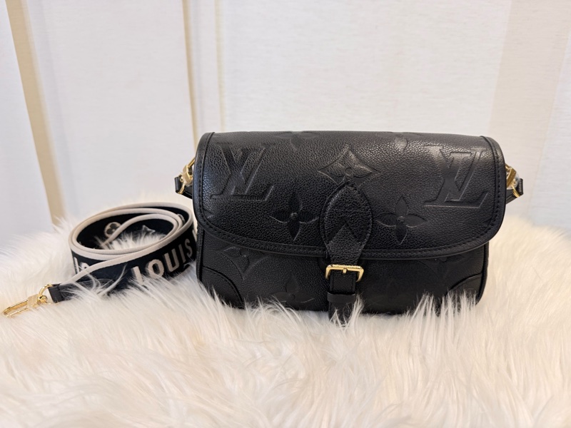 LV Diane 黑牛皮 皮革肩背帶 +斜背帶-5