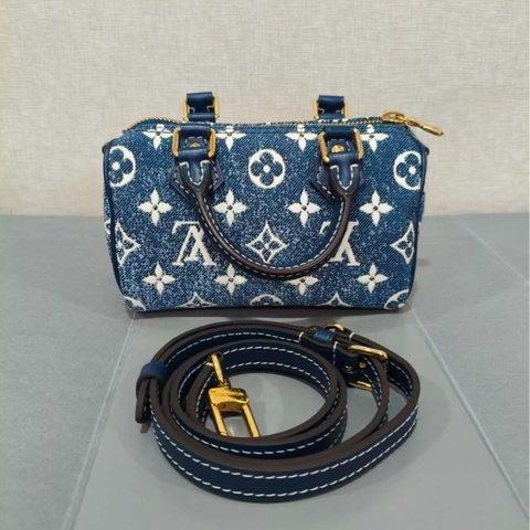 LV speedy nano 牛仔单肩包