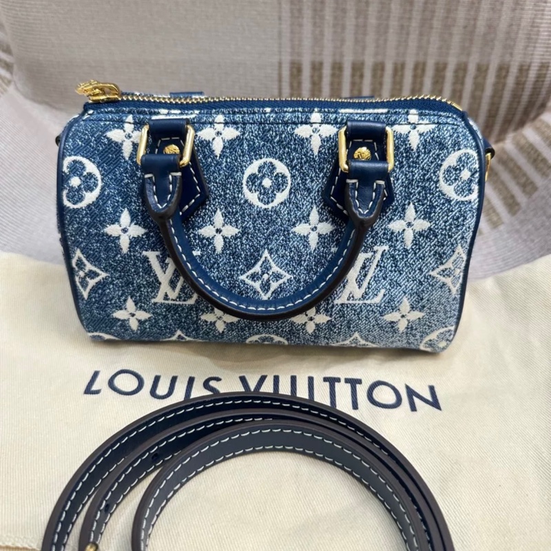 LV speedy nano 牛仔单肩包-3