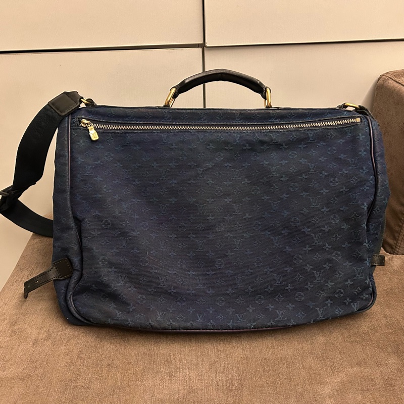絕版 Louis Vuitton 深藍色 Monogram mini Denise 牛仔布 郵差包-3
