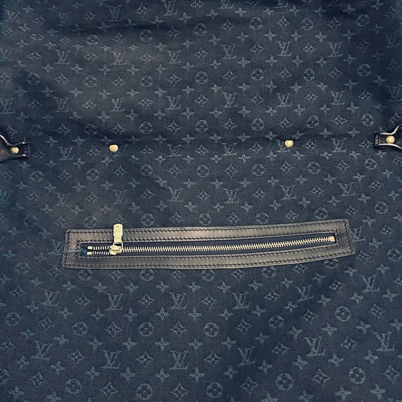 絕版 Louis Vuitton 深藍色 Monogram mini Denise 牛仔布 郵差包-4