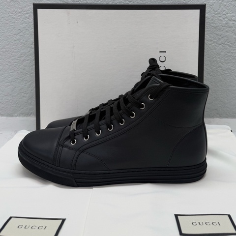 特惠價 Gucci 古馳 黑色 小牛皮 高幫鞋 尺碼：10.5碼44.5碼