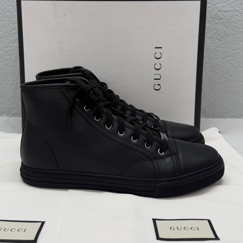 特惠價 Gucci 古馳 黑色 小牛皮 高幫鞋 尺碼：10.5碼44.5碼-1
