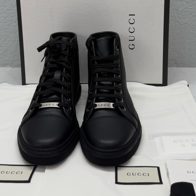 特惠價 Gucci 古馳 黑色 小牛皮 高幫鞋 尺碼：10.5碼44.5碼-2