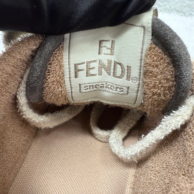 Fendi 芬迪 皮革 絨面 棕色拼接 白色 休閒鞋 板鞋 36碼-6
