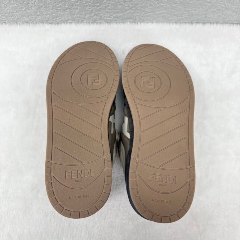 Fendi 芬迪 皮革 絨面 棕色拼接 白色 休閒鞋 板鞋 36碼-7