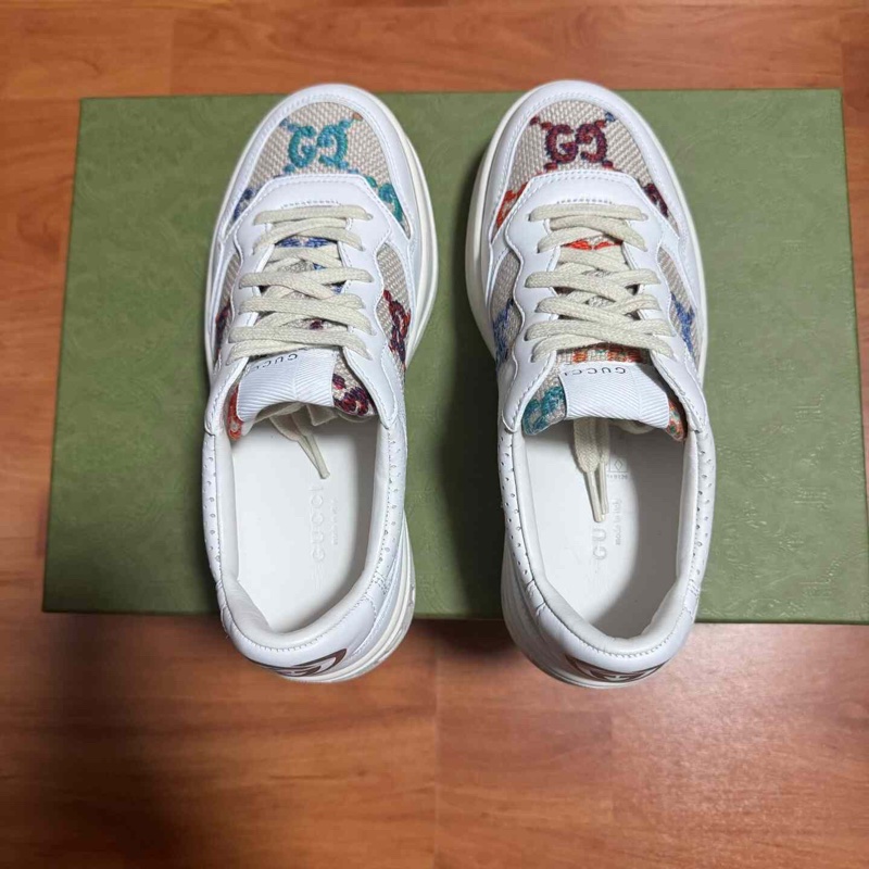 Gucci古馳餅乾鞋GG Multicolor 刺繡板鞋 白色 36.5碼-3