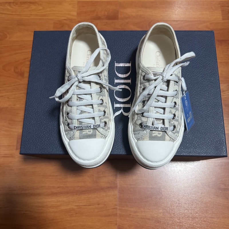 Dior迪奧新款厚底鞋Walk'n'Oblique 印花板鞋灰色 35.5碼-2