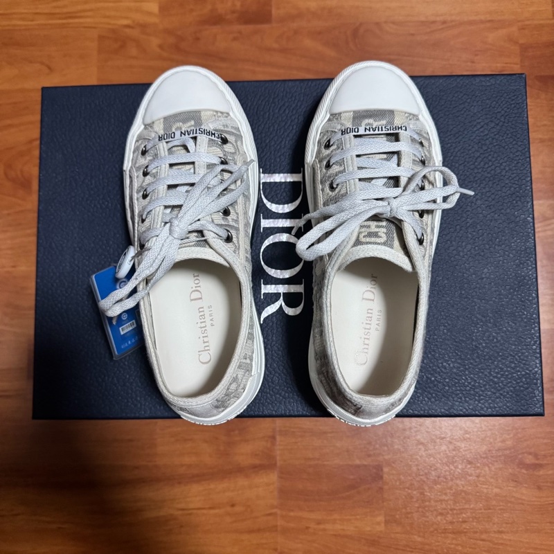 Dior迪奧新款厚底鞋Walk'n'Oblique 印花板鞋灰色 35.5碼-3
