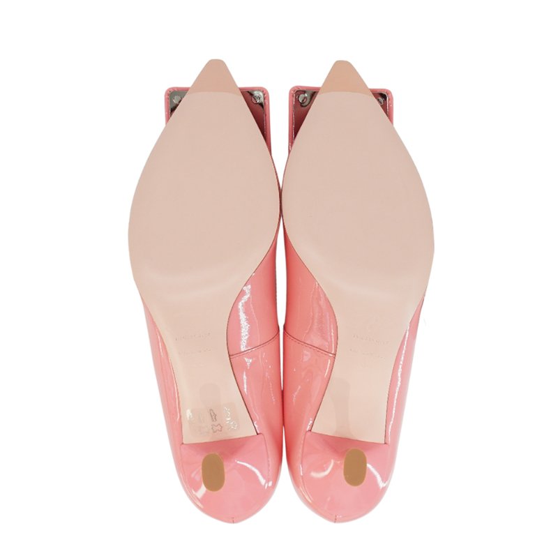 Roger Vivier 展示品 漆皮經典方釦高跟鞋#35(粉)-4