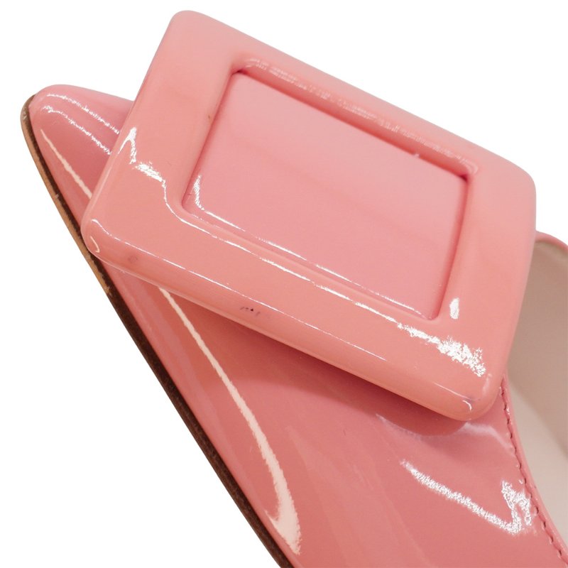 Roger Vivier 展示品 漆皮經典方釦高跟鞋#35(粉)-6