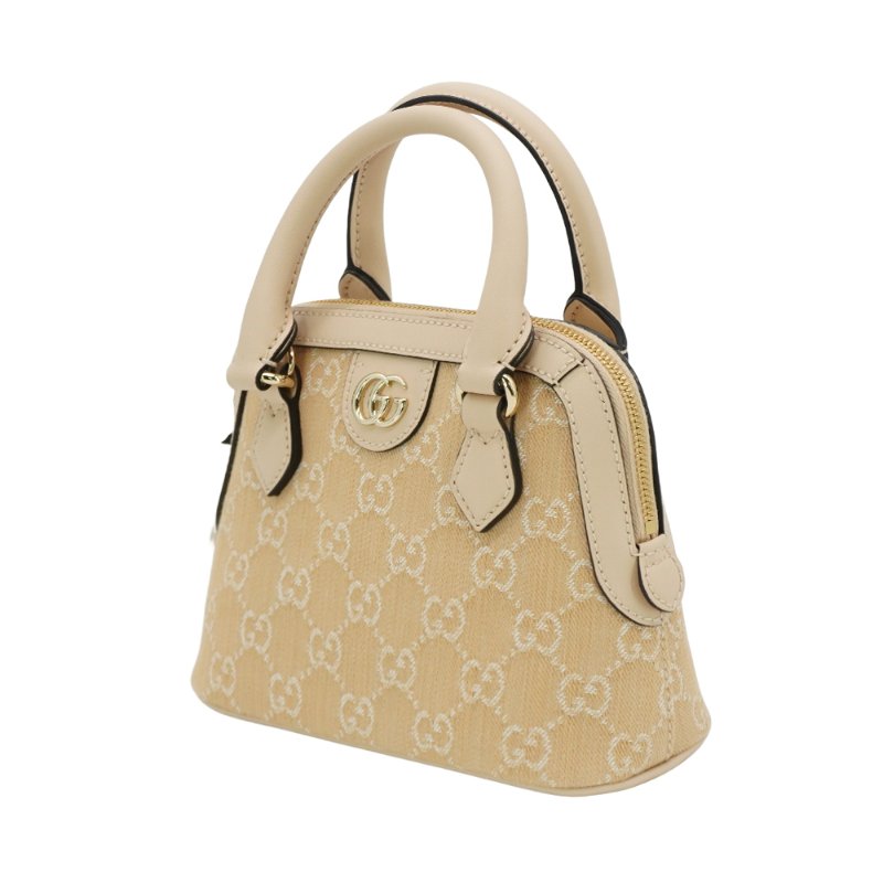 Gucci 展示品 Ophidia 帆布手提/斜背迷你貝殼包(772216-淺米)-1
