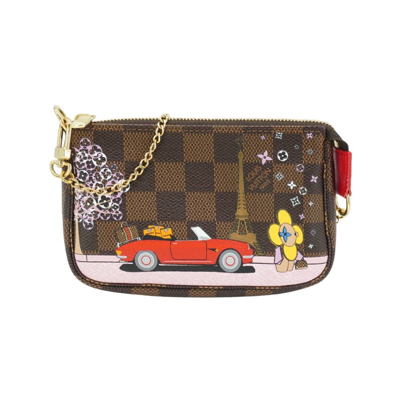 Louis Vuitton 櫻花圖案帆布金鍊小包(N60259-咖)-0