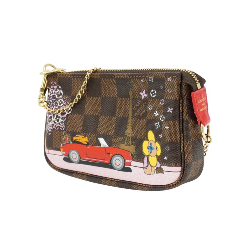 Louis Vuitton 櫻花圖案帆布金鍊小包(N60259-咖)-1