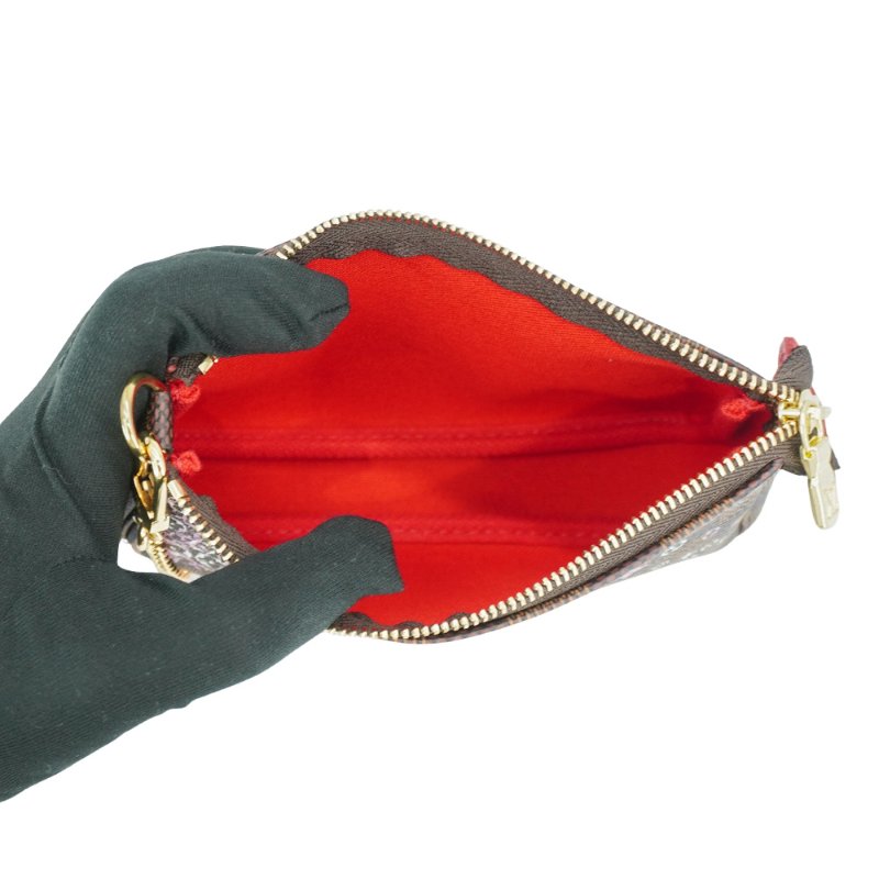 Louis Vuitton 櫻花圖案帆布金鍊小包(N60259-咖)-4