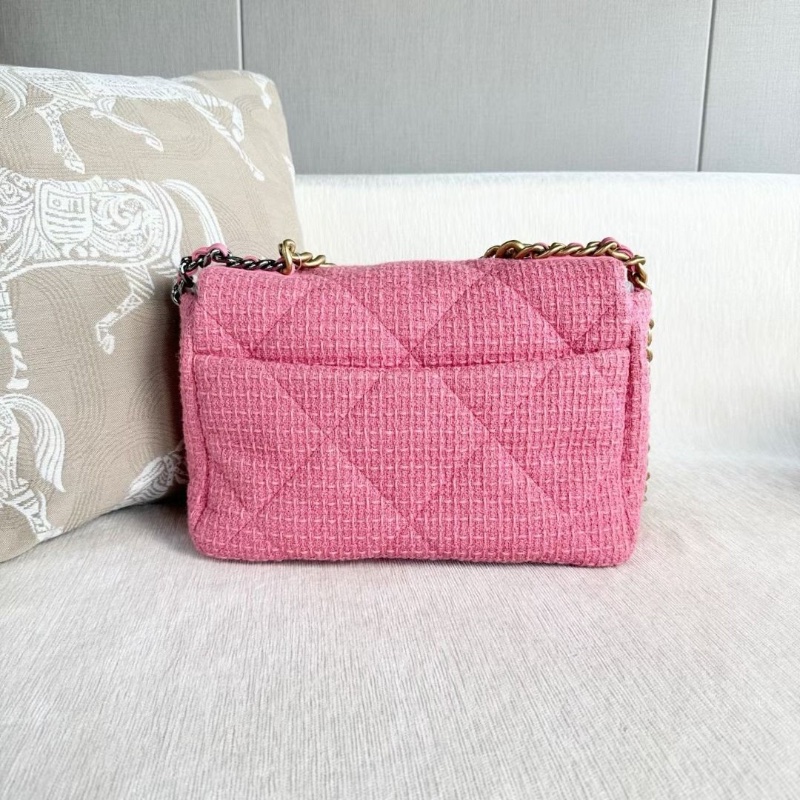Chanel 毛呢鏈條包19bag中號 粉色 金扣 30*19*11 95新 配件塵袋-1