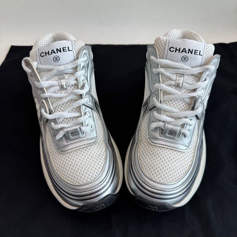 CHANEL香奈兒 銀角大王  皮革 徽標 白銀色 36.5碼-8