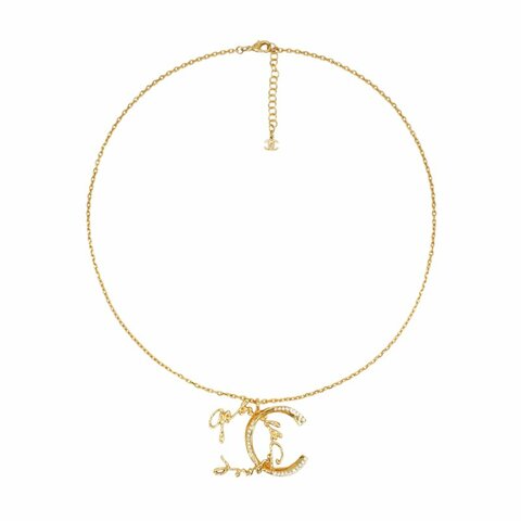 Chanel 展示品 Mark Gabrielle 標誌鑲鑽雙C造型項鍊(金)
