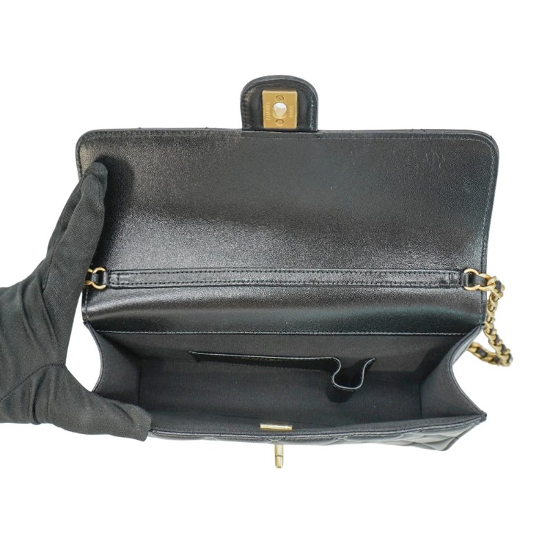 Chanel 展示品 金雙C菱格羊皮翻蓋斜背包(AS4053-黑)-4