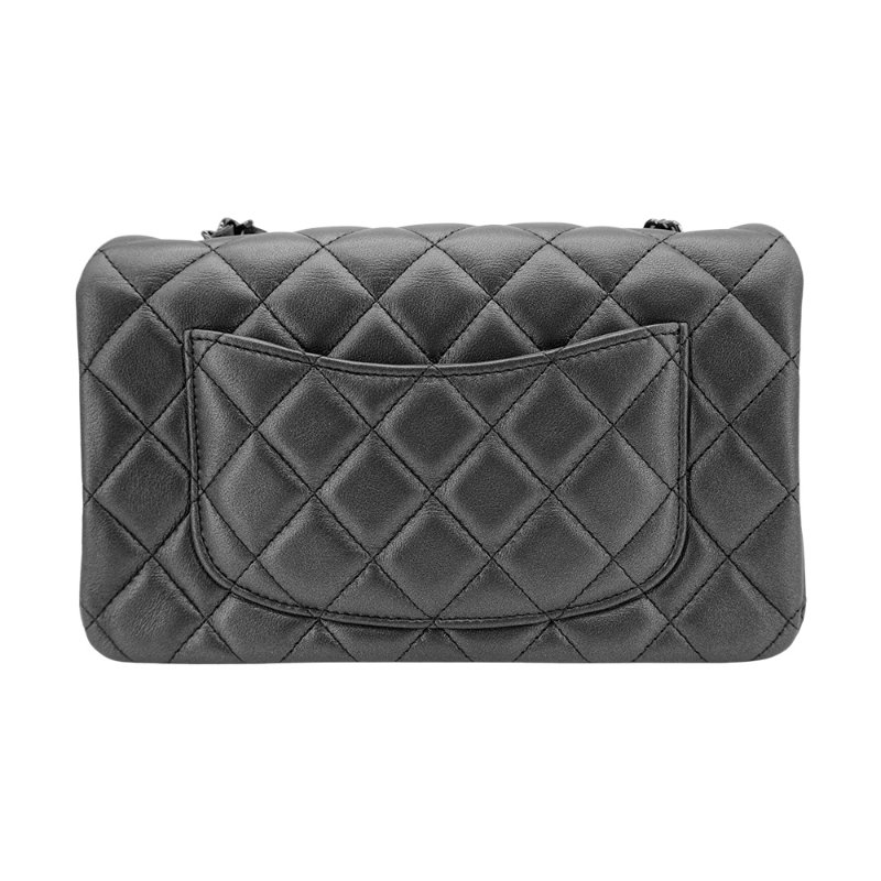 Chanel 展示品 So Black 黑雙C菱格粒紋羊皮斜背包-20cm(A69900-黑)-2