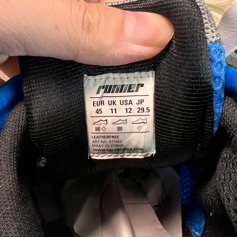 巴黎世家 Balenciaga runner 白藍 藍色  45碼-7