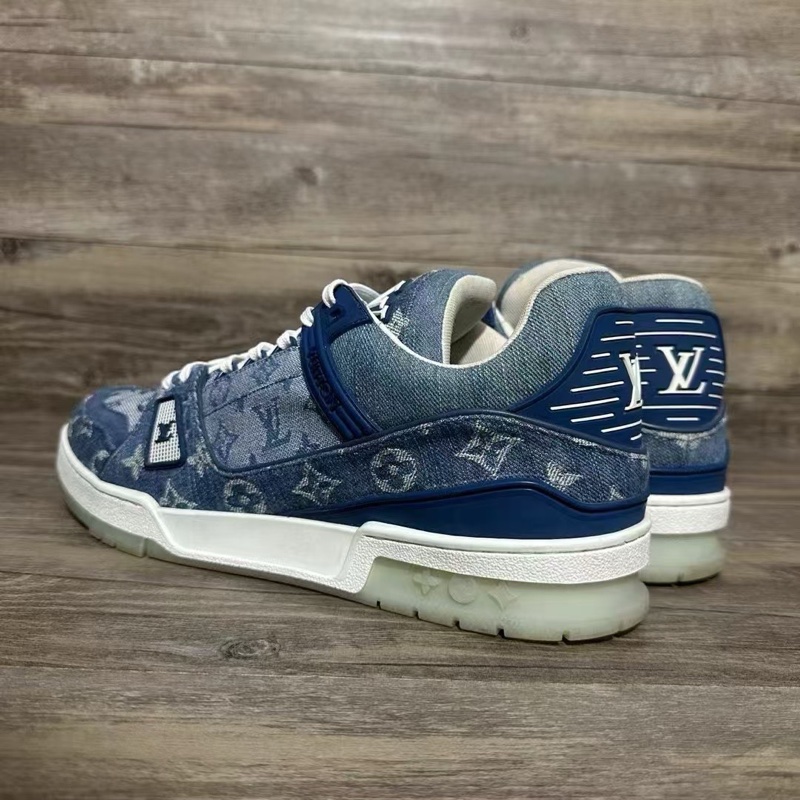 Louis Vuitton路易威登 trainer 牛仔藍 白藍牛仔 滿印 44碼-2