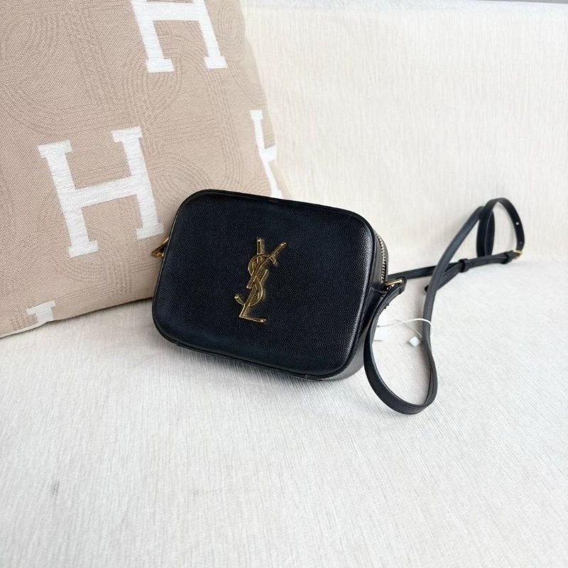YSL 黑金mini相機包 黑色金扣 牛皮 16*12*5  9新 配件塵袋-4