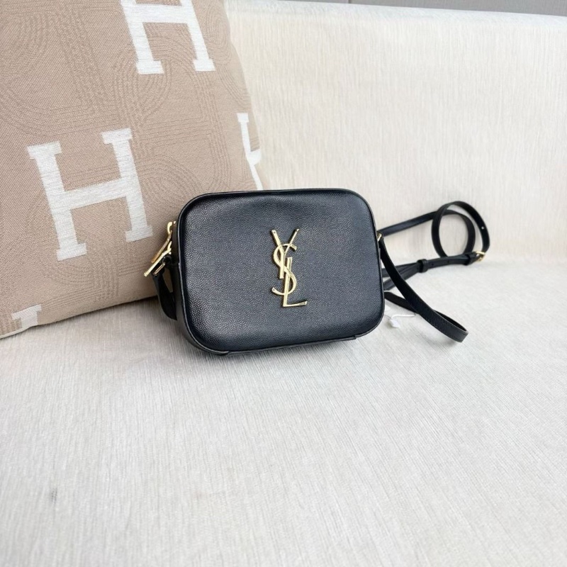 YSL 黑金mini相機包 黑色金扣 牛皮 16*12*5  9新 配件塵袋-5