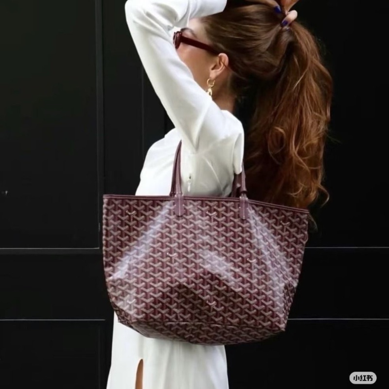 Goyard Artois拉鍊款購物袋 酒紅色 30*24*13.5 9新 配件塵袋-0