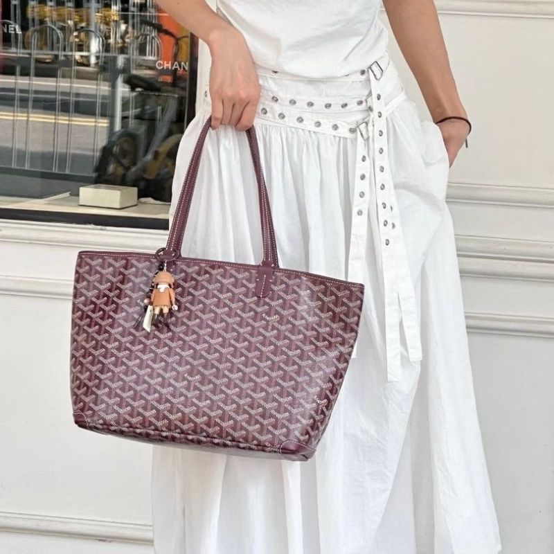 Goyard Artois拉鍊款購物袋 酒紅色 30*24*13.5 9新 配件塵袋-1