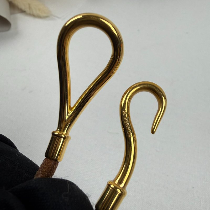 狀態良好 HERMES 愛馬仕 金勾雙圈皮革手環 男女適用-8