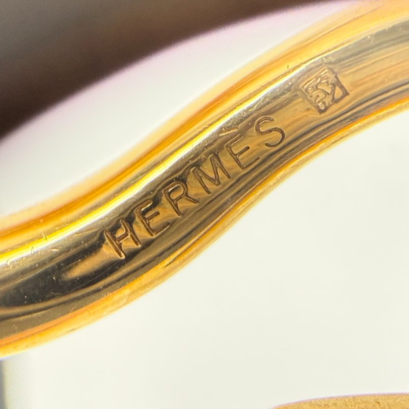 狀態良好 HERMES 愛馬仕 金勾雙圈皮革手環 男女適用-9