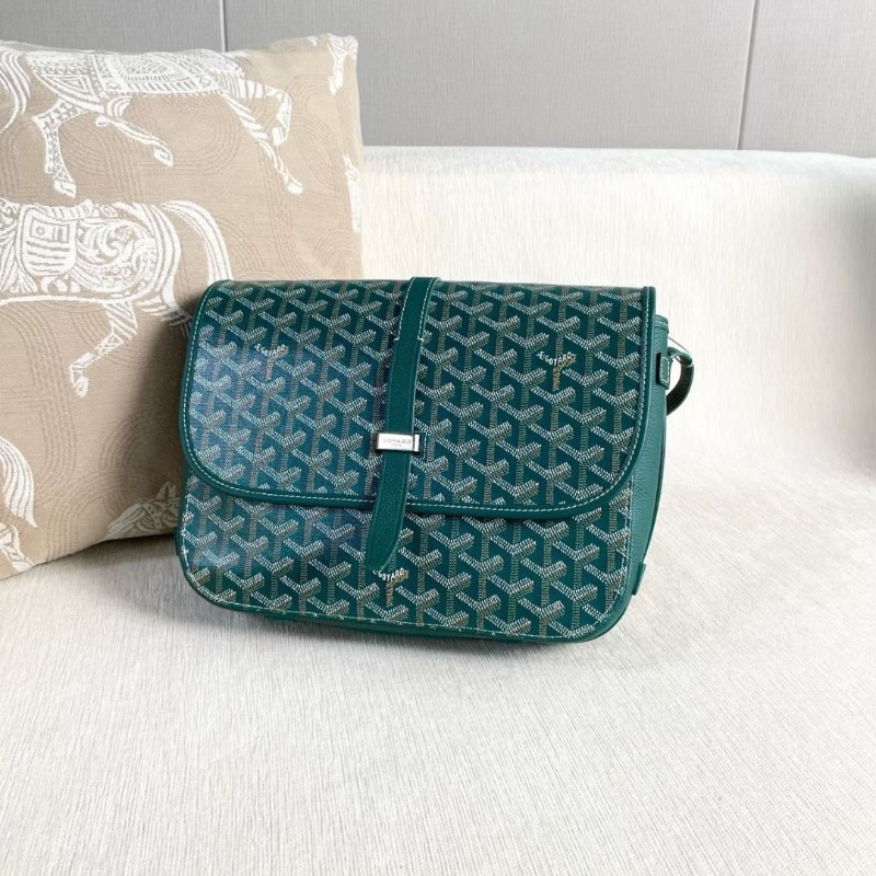 Goyard Belvedere郵差包中號 綠色 老花 新款荔枝皮 27*22*8 95新 配件塵袋-3