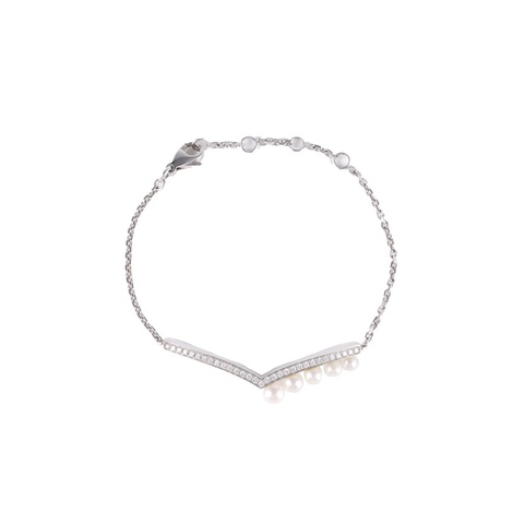 CHAUMET 18K白金鑽石約瑟芬加冕皇后系列珍珠手鏈