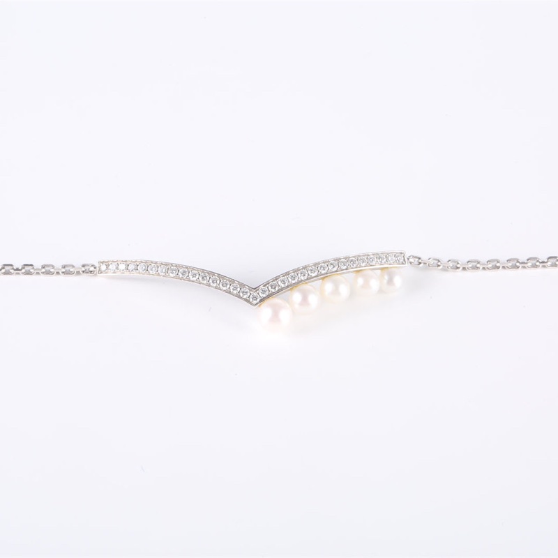 CHAUMET 18K白金鑽石約瑟芬加冕皇后系列珍珠手鏈-2
