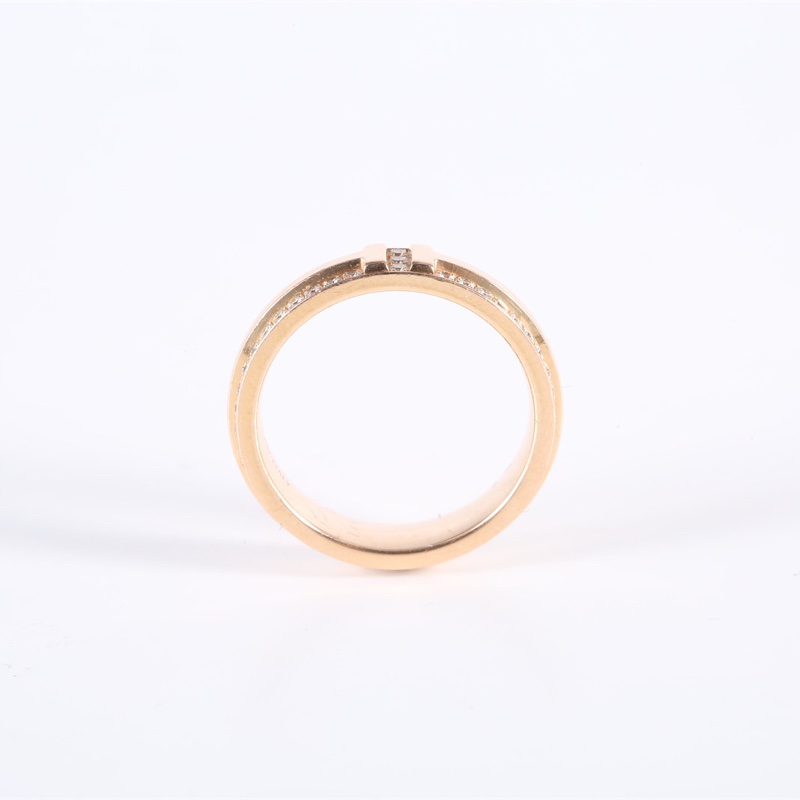 TIFFANY&CO 18K玫瑰金鑽石雙T滿鑽戒指50-2