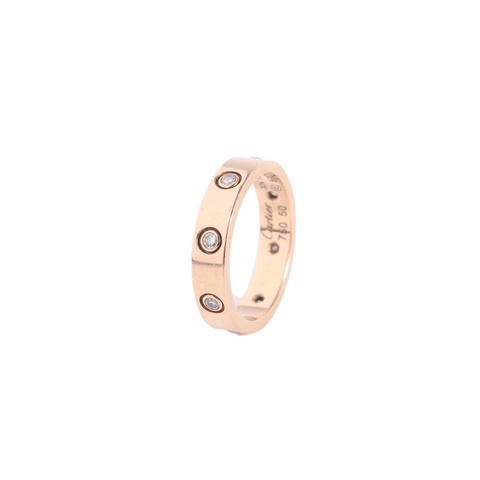 CARTIER LOVE八鑽戒指18K玫瑰金50