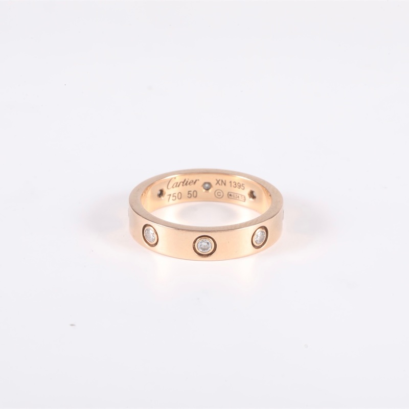 CARTIER LOVE八鑽戒指18K玫瑰金50-3