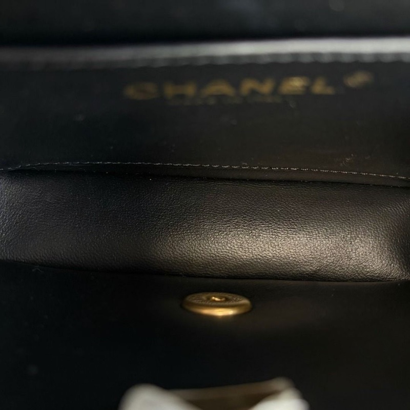 Chanel 黑金24p珍珠鏈條方胖子 芯片款 黑色 金扣 羊皮 17*13*5 95新 配件購證 盒子 塵袋-8