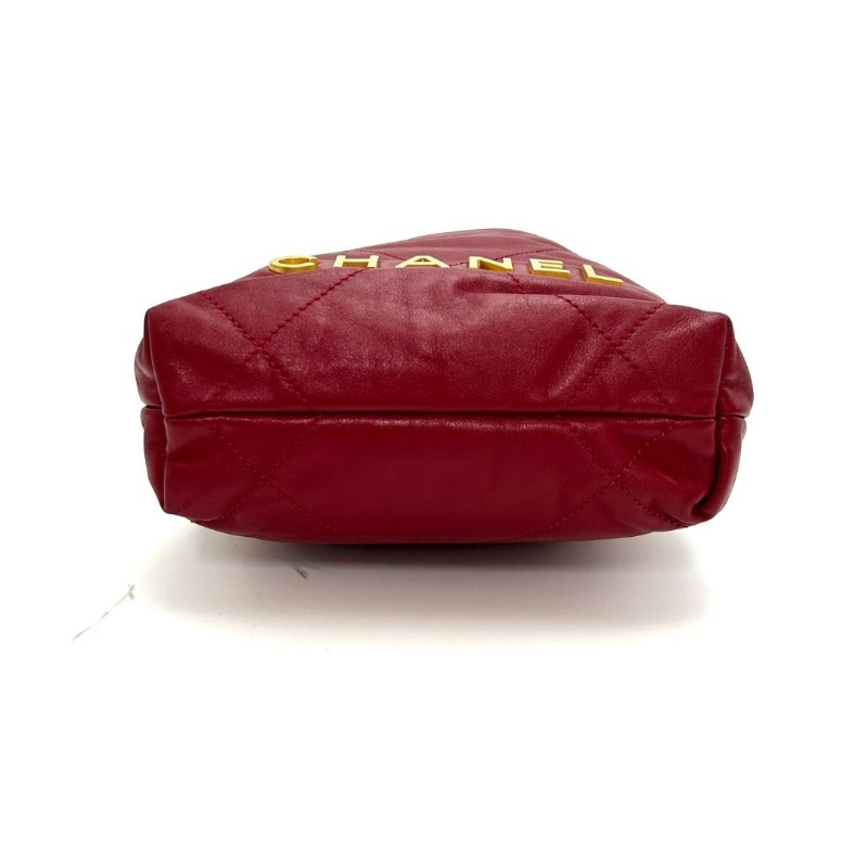 CHANEL 紅色金扣22bagmini 垃圾袋肩背斜背包17*19*6 9新 配件塵袋-4