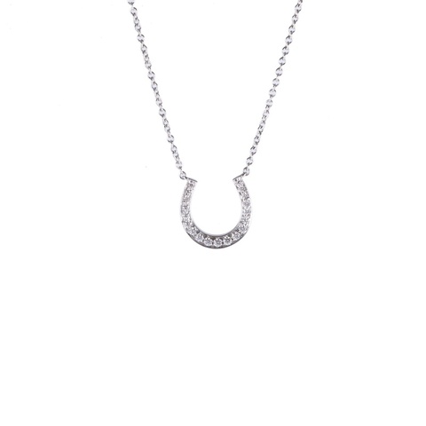 TIFFANY&CO 18K白金鑽石U型馬蹄18顆鑽項鏈