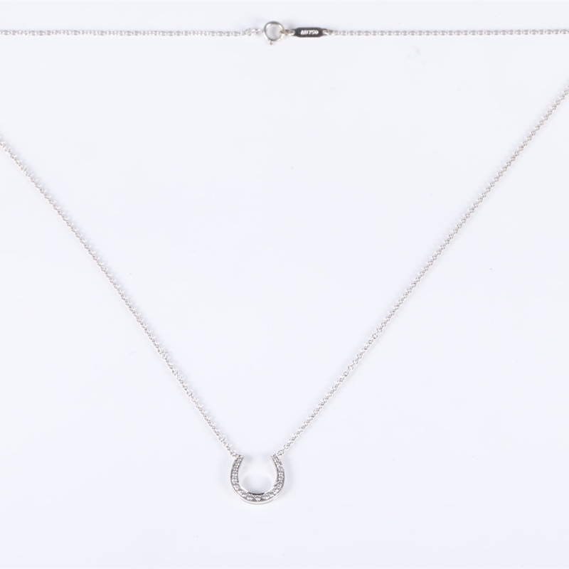 TIFFANY&CO 18K白金鑽石U型馬蹄18顆鑽項鏈-4