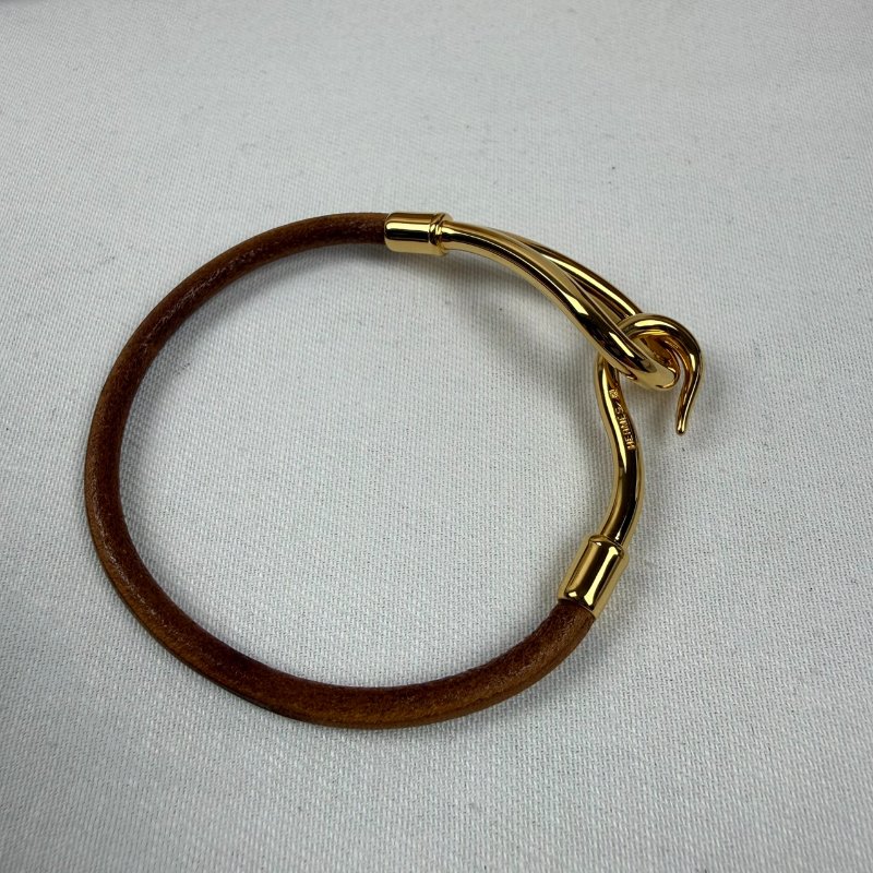 狀態良好 HERMES 愛馬仕 金勾單圈皮革手環 男女適用-3